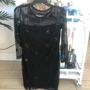 Black sequin Star shift dress